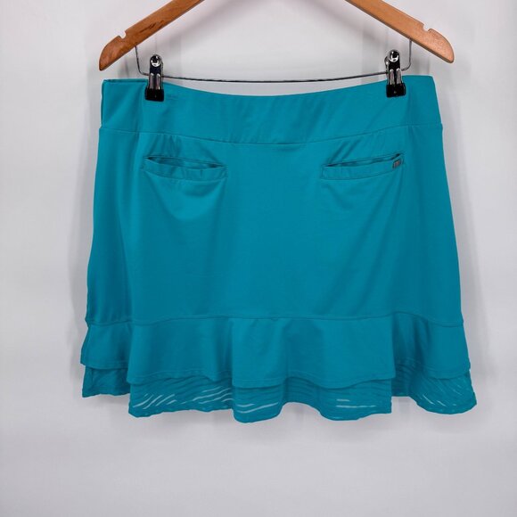 Tail Tennis Golf Skort Womens Large‎ Green Blue Polyester Sheer Trim Pockets - Picture 4 of 7